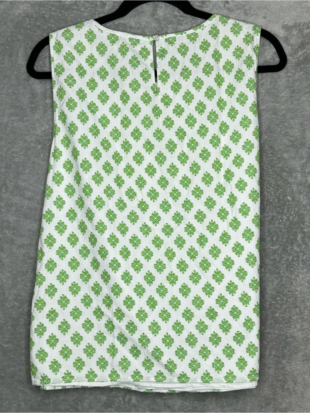 Talbots Women’s 16 Top White Green Geometric Floral Print Sleeveless Blouse - Picture 5 of 8